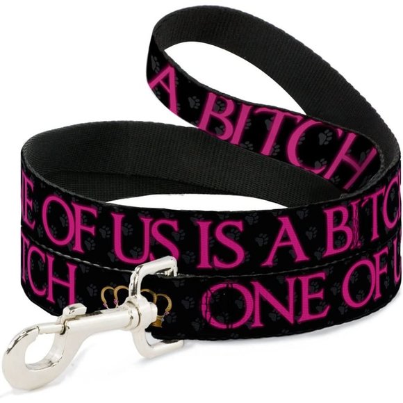Buckledown Black and Pink One of Us is a B*tch Collar and Leash Set - Picture 2 of 6